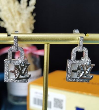  Louis Vuitton Women's B Blossom Monogram Flower Padlock & LV Logo Decoration Diamond-bordered Hot Selling Earring Gold/Silver
