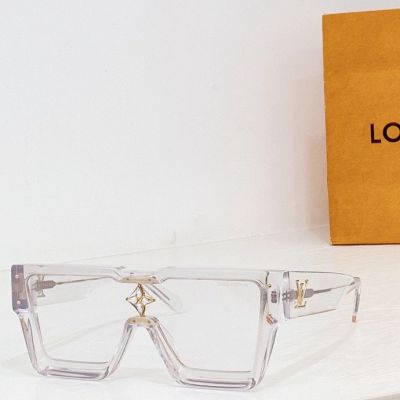  Louis Vuitton Crystal Rhinestones Decorated Transparent Lens LOUIS VUITTON Detail Gold LV Legs Unisex Cyclone Eye-Wear 