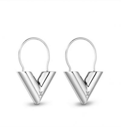 Louis Vuitton Female Essention V Hoop Silver V Letter Decoration Rounded Earrings Yellow Gold/Rose Gold/Silver M63199
