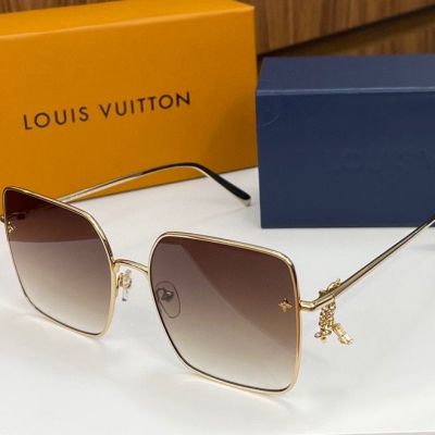  Louis Vuitton Removable Charm Gradient Brown Lens Decorated Monogram Flower Oversize Gold Frame Ladies Sunglasses Shop