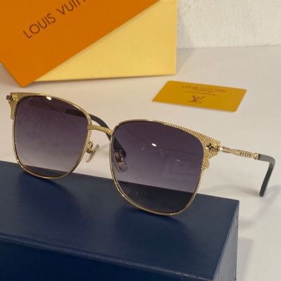  Louis Vuitton Wayfarer Metal Frame Purple Lens Monogram Flowers Legs Tartan Detail Sunglasses For Ladies