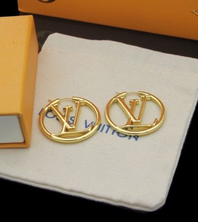  Louis Vuitton Hoop Women's Yellow Gold/Silver Circular Combine Lv Mark Low Price Small Size Dangler M64288