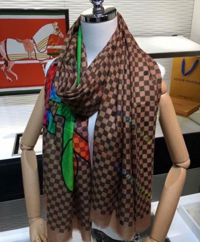 Clone Louis Vuitton Brown Lvneverfull High-luminance Color Large Symbol Low Price Female Neck Scarf