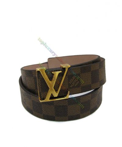 High Quality Louis Vuitton LV Initials Brass Logo Buckle Damer Brown Canvas Imagination Belt For Men Sale Online