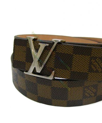  Spring Fashion Louis Vuitton Silver LV Initials Pin Hook Buckle Damier Pattern Brown Canvas & Leather Men Belt