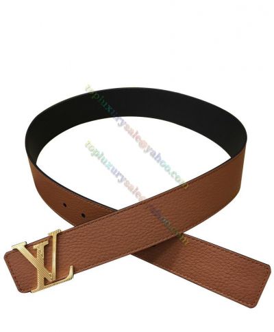 Top Sale Louis Vuitton Gold LV Initiales Chevron Buckle Coffe & Black Leather Reversible  Belt For Men Online