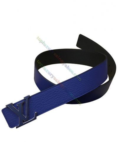 Hot Selling Louis Vuitton  LV Initiales Blue & Palladium Buckle Navy & Black Cowhide Leather  Reversible Belt For Men