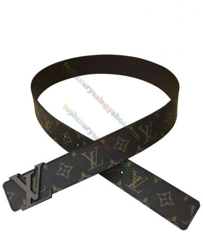 Best Price Louis Vuitton Matte Black LV Initiales Buckle Monogram Pattern Brown Canvas & Leather  Belt For Men