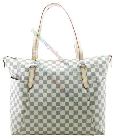  Louis Vuitton Totally Damier Pattern Side Open Pocket 2022 Vogue Ladies Extra Large White Canvas Tote Bag