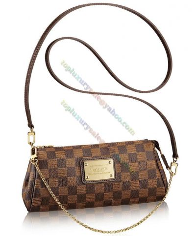 Louis Vuitton Eva Clutch Damier Ebene Canvas Link Chain Detail Female Chain Bag Most Iconic Brown Flap Crossbody Bag 