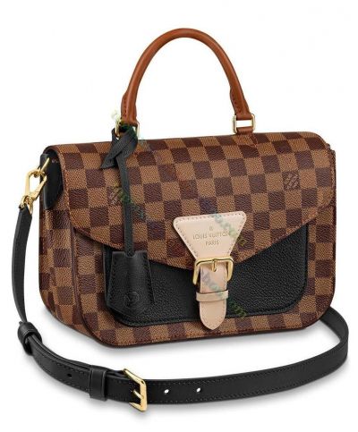 Louis Vuitton Trendy Damier Printing Women Single Handle Brown Canvas &  Black Leather Crossbody Bag For Sale Online