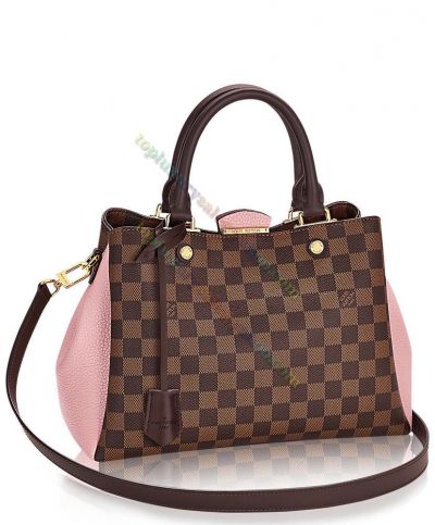  Louis Vuitton Damier Brittany Magnetic Closure Pink Leather Brown Canvas Women Latest Tote Bag For Sale 