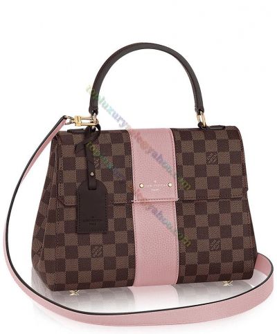 Louis Vuitton Damier Bond Street BB N41071 Pink Leather Detail Check Pattern Brown Canvas Tote Bag For Ladies