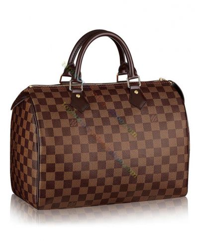  Louis Vuitton Speedy Damier Printing Brown Canvas Women Classic Medium Tote Bag Best Site Handbag