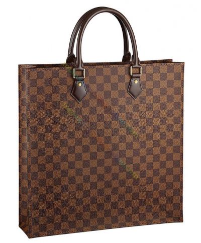  Louis Vuitton Ravello Auadrate Shaped Damier Printing Rounded Leather Top Handles 2022 Best Sale Brown Canvas Tote Bag