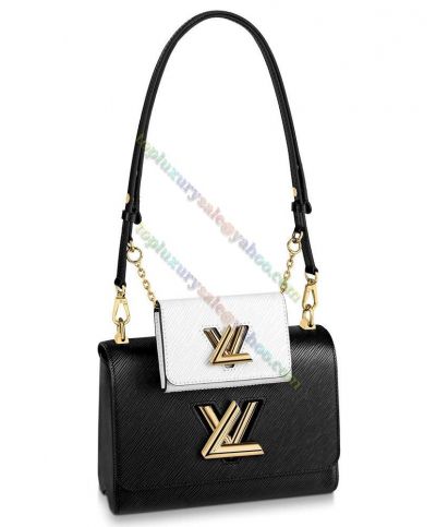  Louis Vuitton Twist MM LV Lock Twisty Wallet Women Epi Leather Unique Design Crossbody Bag Black
