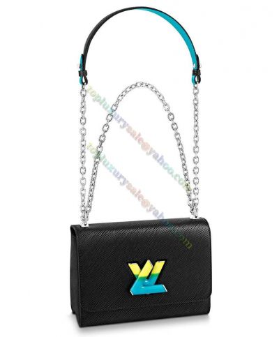 Louis Vuitton Twist MM Gradient LV Shaped Lock Female Black Epi Leather Latest Design Shoulder Bag Medium