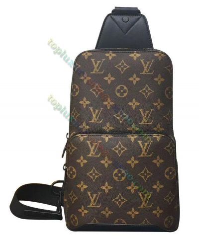 Sports Style Louis Vuitton Avenue M45897 LV Flower Printing Front Zipper Pocket Unisex Brown Canvas Sling Bag 