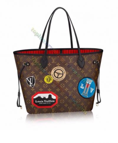  Louis Vuitton Monogram Neverfull MM Hotel Stickers Detail Women Best Price Brown Canvas  Tote Bag Online