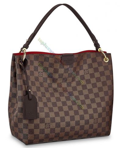  Louis Vuitton Damier Graceful PM Browm Leather & Canvas Female Classic Hobo Bag Hot Selling Tote Bag 