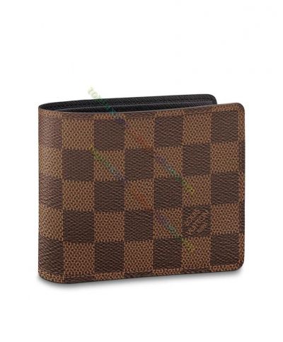  Louis Vuitton Multiple Damier Coated Brown Canvas Classic Bifold Short Wallet For Men N60895