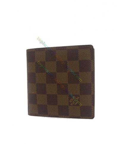  Louis Vuitton Men Classic Brown Canvas Damier Pattern Bifold Short Multiple Card SlotsWallet Online