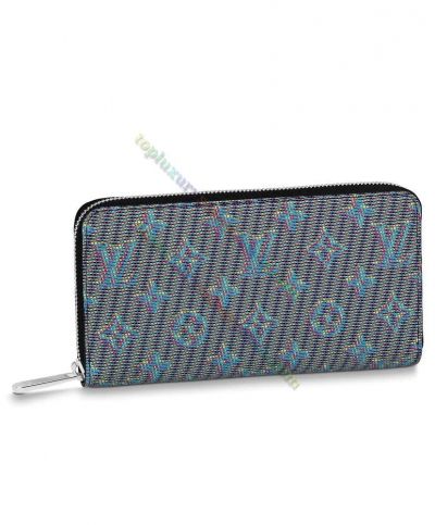  Louis Vuitton Blue Monogram LV Pop Printing Zipper Closure Spring Fashion Lady Long Wallet