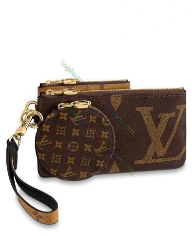 Louis Vuitton Monogram Trio Pouch M68756 Unisex Unique Style Brown Coated Canvas Wallet Belt Bag