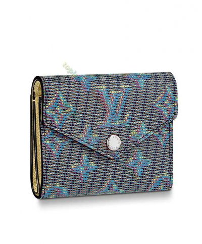  Louis Vuitton Wallet Zoe 3-D Monogram Printing 2022 New Female Blue Canvas Flap Short Waller