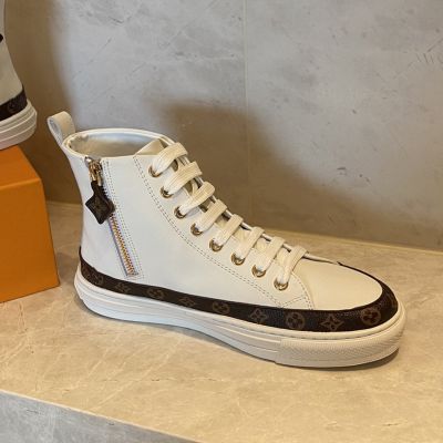 Low Price White Leather Lace-up & Zipper Closure Brown Monogram Trim - Best  Louis Vuitton Stellar Line High-top Sneaker USA