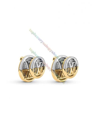  2022 Louis Vuitton Female L To V Two Silver & Gold Matching Lv Signature Different Sizes Circles Stud Earrings M69664