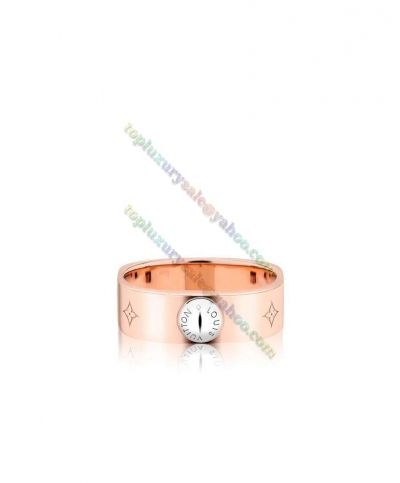  Louis Vuitton Neutral Nanogram Ring Loop Engrave Monogram Flower Single Silver Stud Design Rose Gold Ring M00214
