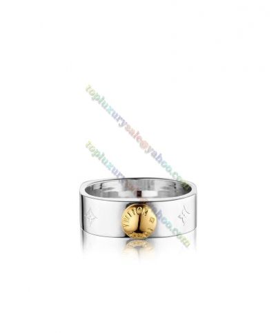 Louis Vuitton Unisex Nanogram Carve Flower Silver Ring Body Golden Signature Stud Ornament Hot Selling Finger Ring M00216
