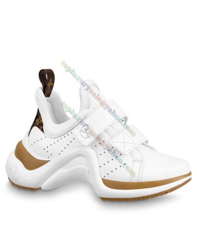 Top  Louis Vuitton Female's Archlight Calf Leather Wave Shaped Outsole Velcro Design White Sneakers 5CM Online